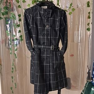 Long Black Plaid Jacket.Womans.